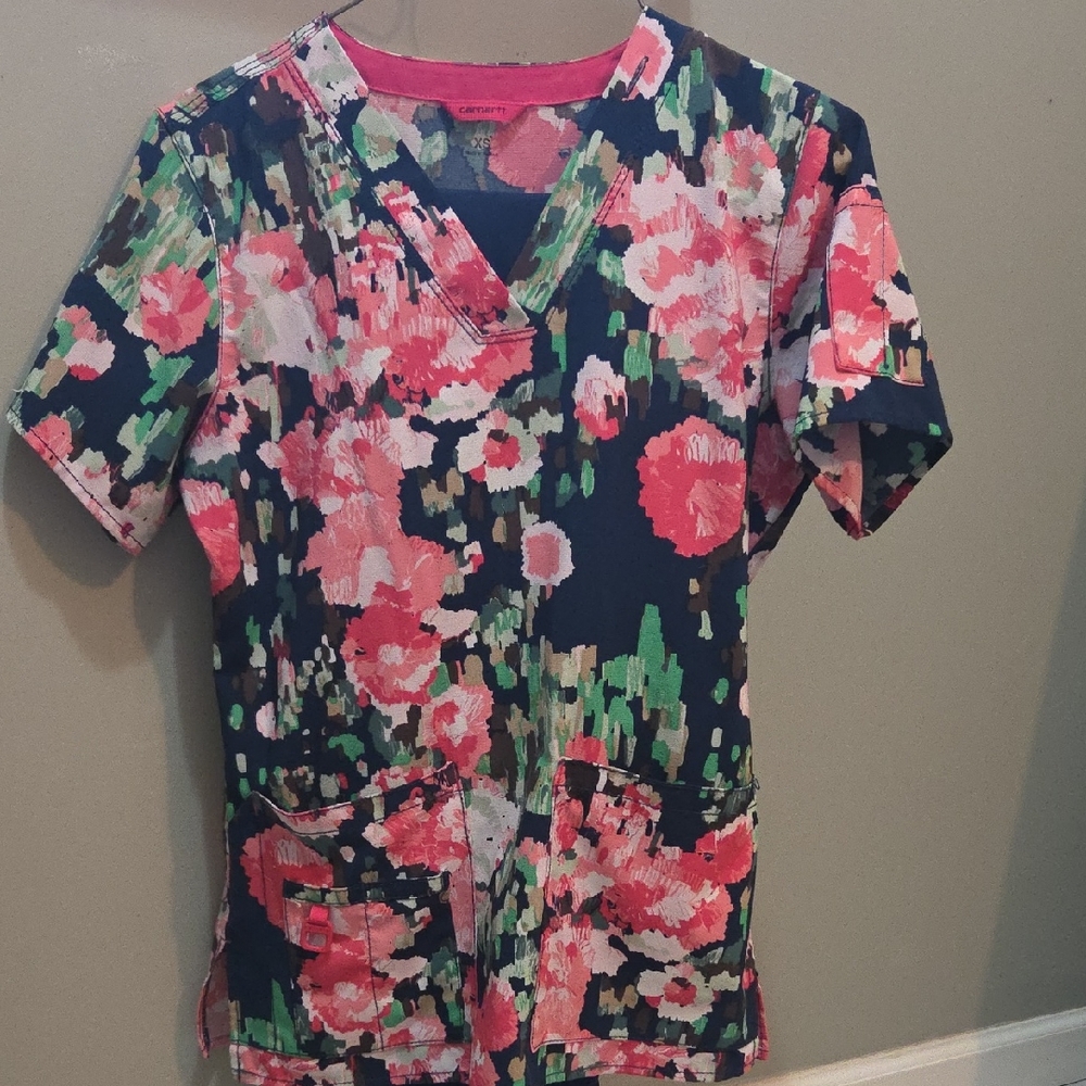 Carhartt Pink and Blue Floral Scrub Set